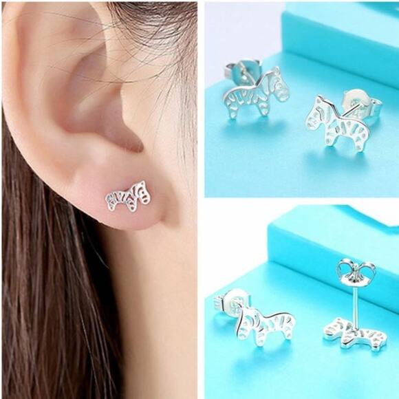 Zebra Post Earrings - Picture 1 of 2